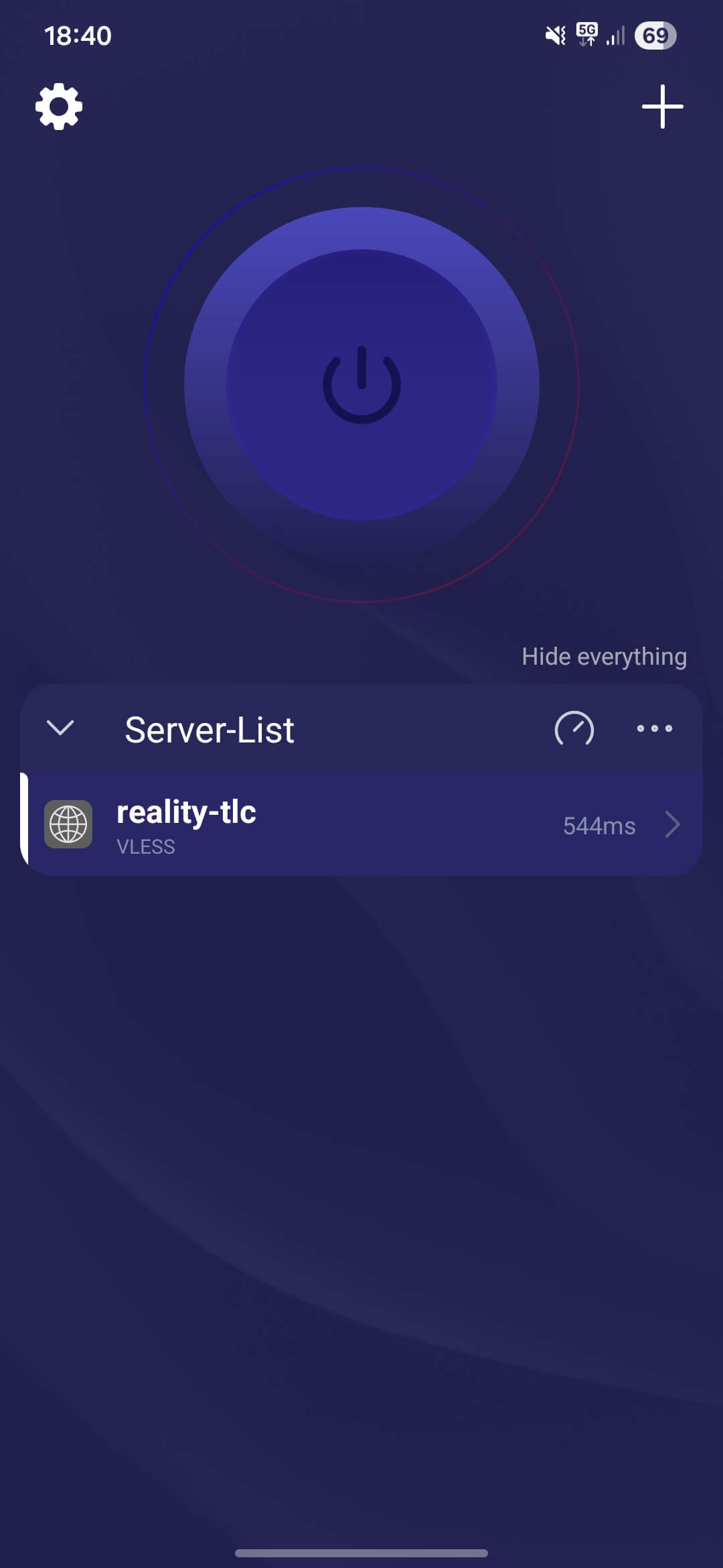 Happ app showing VLESS Reality connection